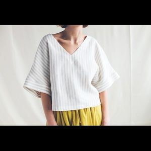 NWOT OffOn Clothing | Oversized V neck linen blouse